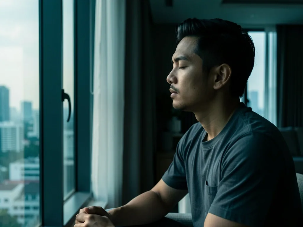 Man in calm moment of reflection
